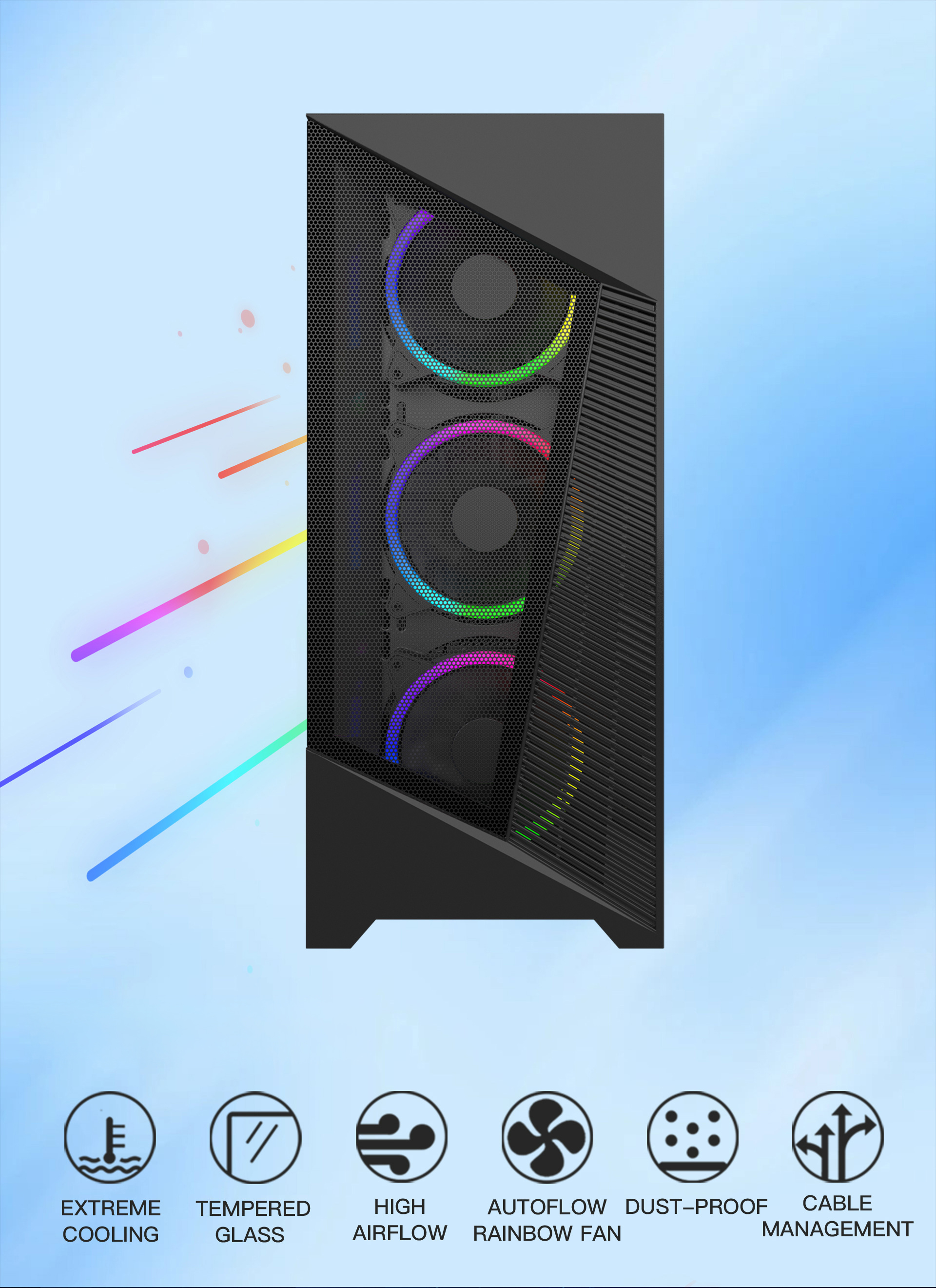 DIYPC Rainbow-Flash-F1 ATX Mid Tower Computer Case